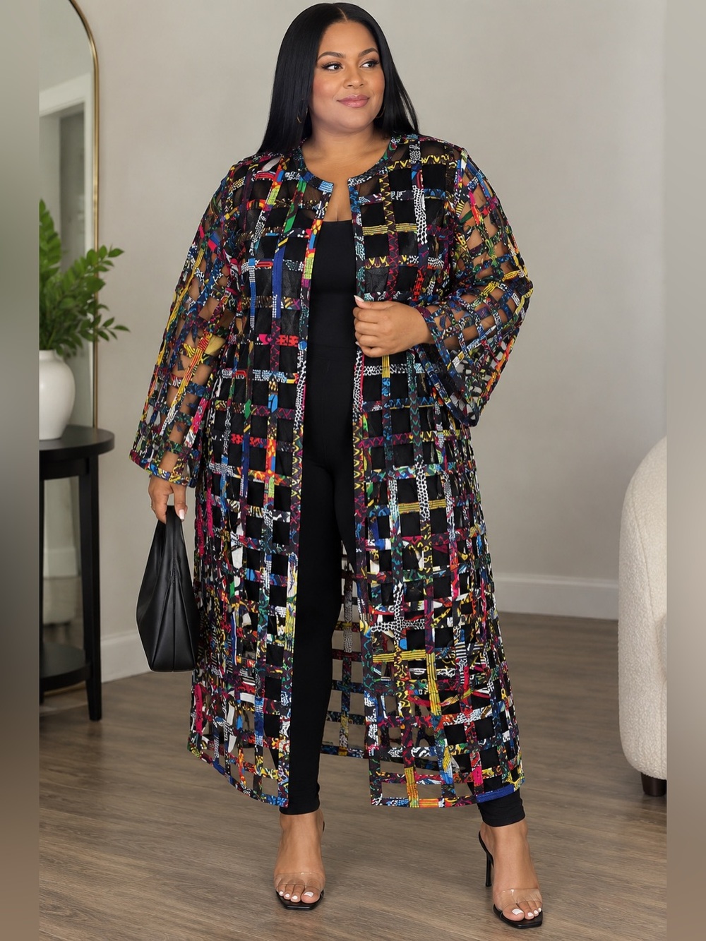 Luxury Handmade Ankara Wax Openwork Duster Dress Jacket One Size Fits All